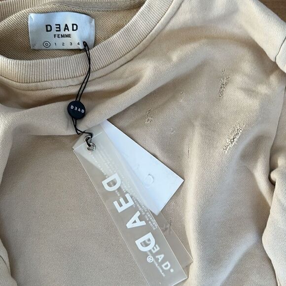 DEADSTUDIOS RAW LONG SWEATER BEIGE XS NEW W/ TAGS - Picture 5 of 5